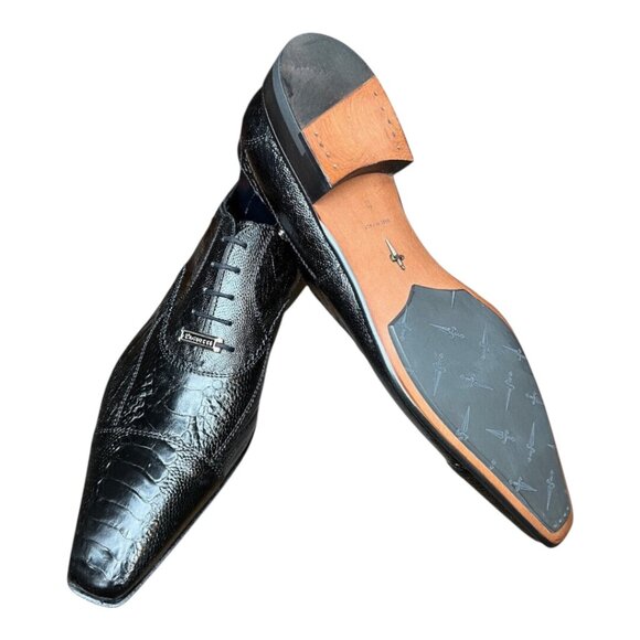 CESARE PACIOTTI LUXURIOUS BLACK GENUINE OSTRICH OXFORDS ITALIAN DESIGNER SHOES main image 8